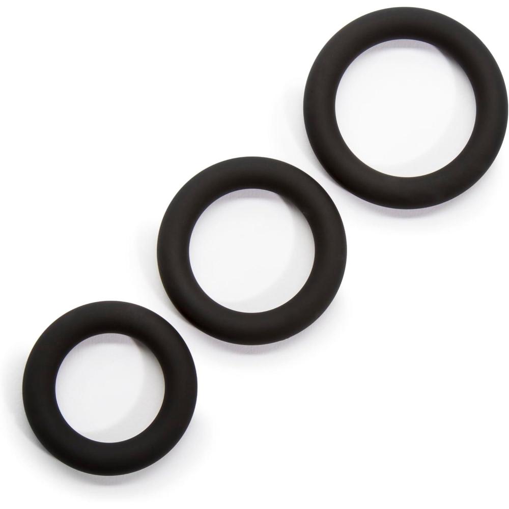 imageLovehoney Get Hard Triple Cock Ring Set Extra Thick Silicone 3 Sizes Cock and Ball Rings for Men Waterproof Pleasure Enhancer Gifts for Men Black