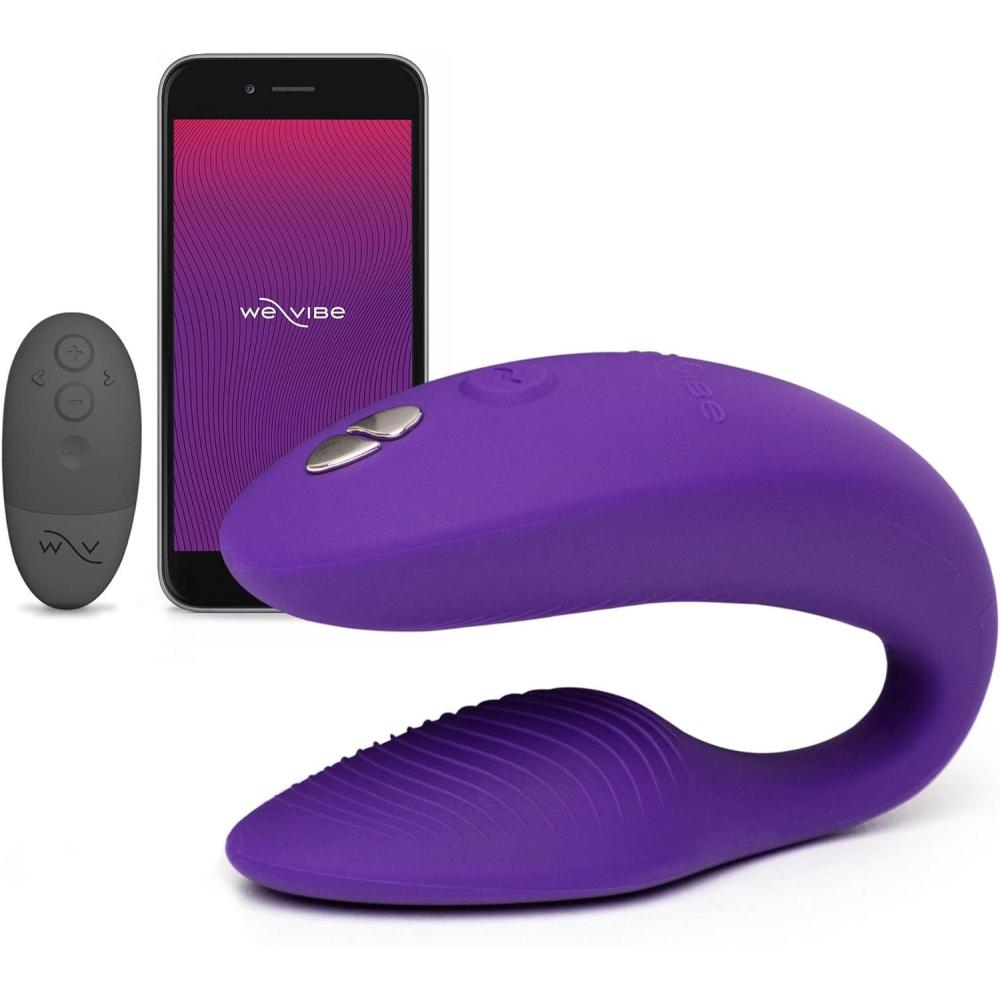 imageWeVibe Sync 2 Couples Vibrator  Wearable Remote Control Vibrating Adult Sex Toy  App Controlled G Spot amp Clitoral Stimulator  Dual Stimulation with 10 Speeds  Waterproof amp Rechargeable  PurpleDark Purple
