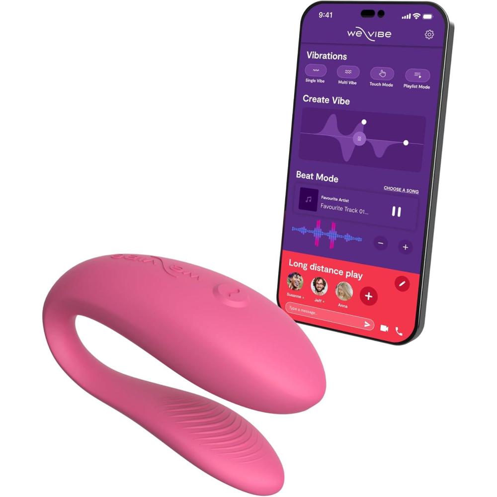 imageWeVibe Sync Lite Couples Vibrator Wearable App Control Vibrating Adult Sex Toy G Spot amp Clitoral Stimulator Dual Stimulation with 10 Speeds Adults Sex Toys for Couples Rechargeable Pink