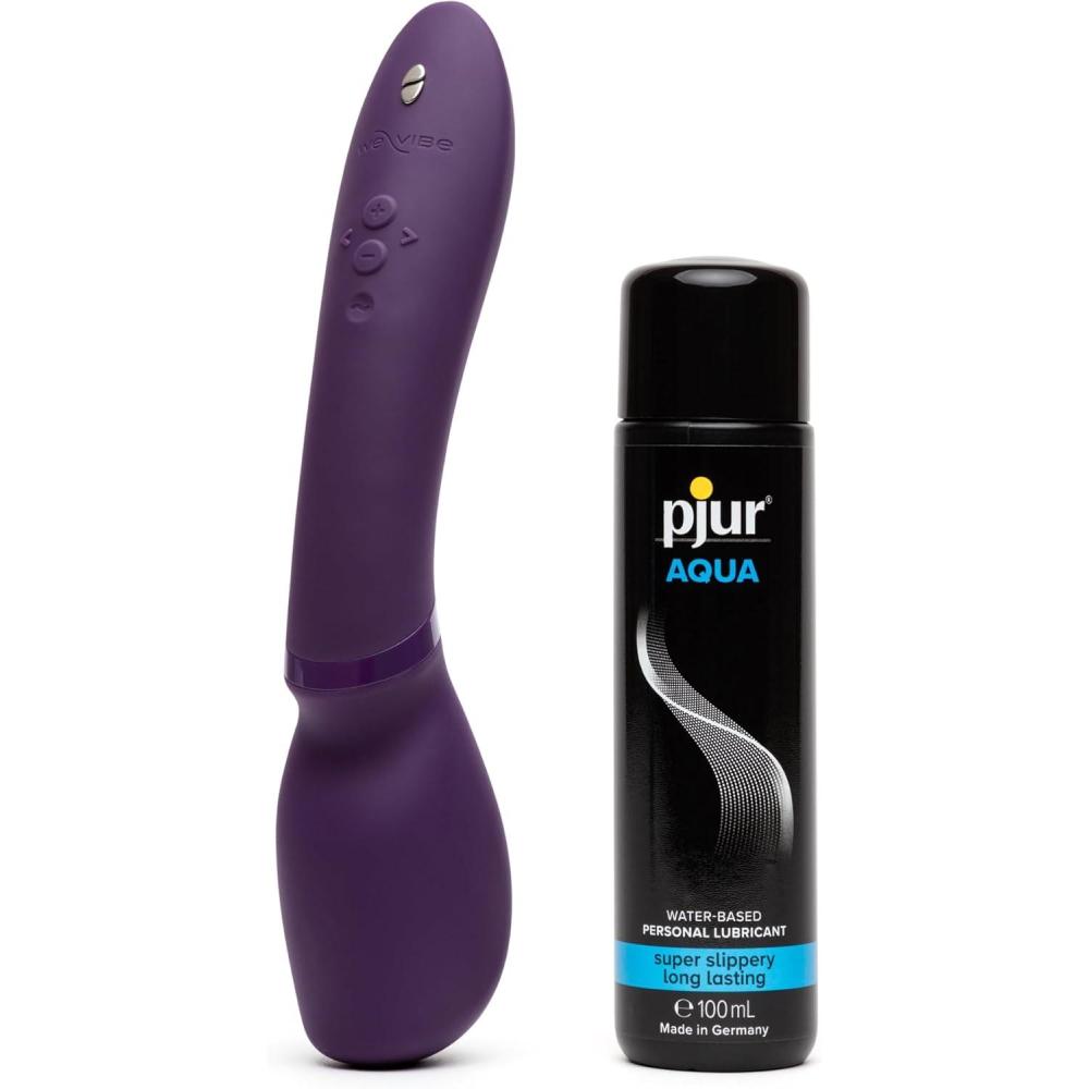 imageWeVibe Wand 2 Vibrating Personal Massager amp Pjur Aqua Water Based Personal Lubricant 34 fl oz Couples Sex Toys Bundle