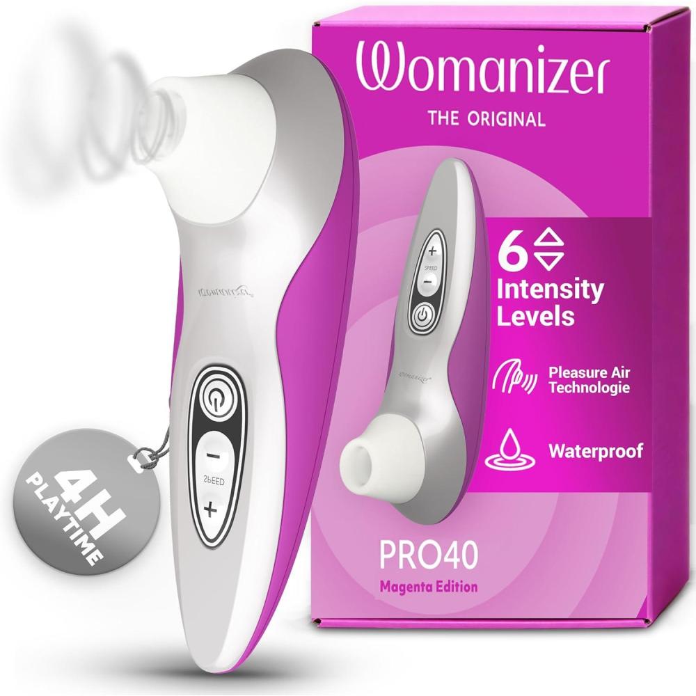 imageWomanizer Pro40 Clitoris Vibrator Sex Toy Clit Stimulator with 6 Suction Speeds Vibrating Dildo Adult Toys for Women Clit Sucker Sexual Pleasure Tools for Women Personal Massager Rose GoldMagenta