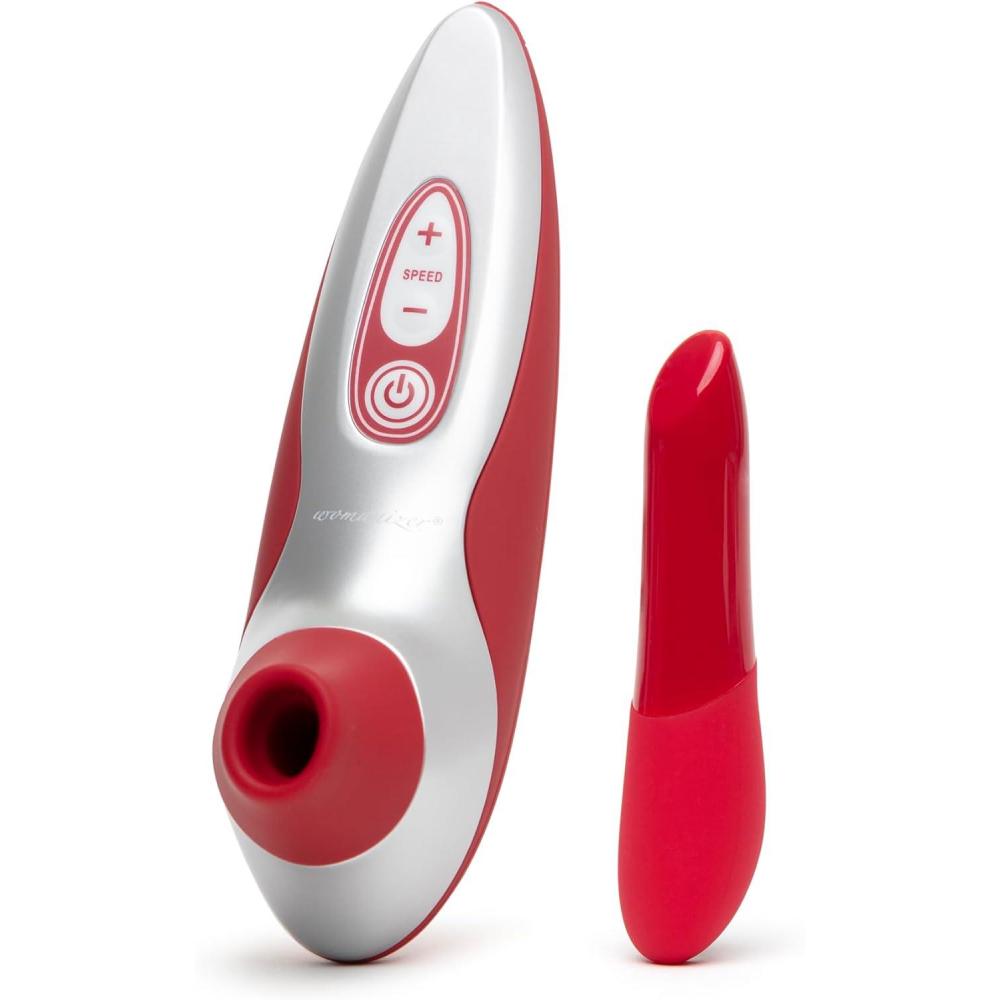 imageWomanizer Pro40 Red Pleasure Air Clitoris Sucker amp WeVibe Tango X Red Massage Bullet Vibrator Female Sex Toys Bundle