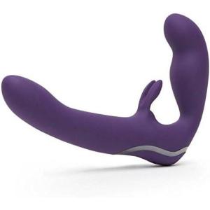 Lovehoney Desire Luxury Vibrating Strapless Strap On Dildo – 8 Inch Silicone Double Ended Dildo for Women – Rabbit Vibrator for Clit Stimulation – Adult Sex Toy – Waterproof & Rechargeable – Purple