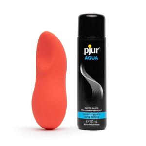 Pjur Aqua Water-Based Personal Lubricant 3.4 fl oz & We-Vibe Touch X Coral Powerful Mini Massager Vibrator – Female Sex Toys Bundle