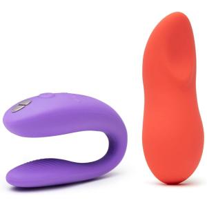 We-Vibe Sync Go Purple C-Shaped Couples Vibrator Travel Edition & Touch X Coral Powerful Mini Massager Vibrator – Couples Sex Toys Bundle