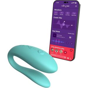We-Vibe Sync Lite Couples Vibrator | Wearable App Control Vibrating Adult Sex Toy | G Spot & Clitoral Stimulator | Dual Stimulation with 10 Speeds | Adults Sex Toys for Couples | Rechargeable | Aqua