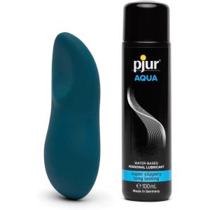 We-Vibe Touch X Green Powerful Mini Massager Vibrator & Pjur Aqua Water Based Personal Lubricant 3.4 fl oz – Female Sex Toys Bundle
