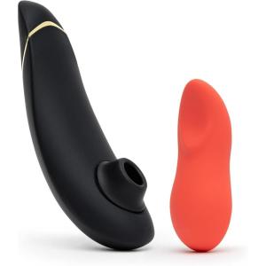 Womanizer Premium 2 Black Pleasure Air Clitoris Sucker & We-Vibe Touch X Coral Powerful Mini Massager Vibrator – Female Sex Toys Bundle